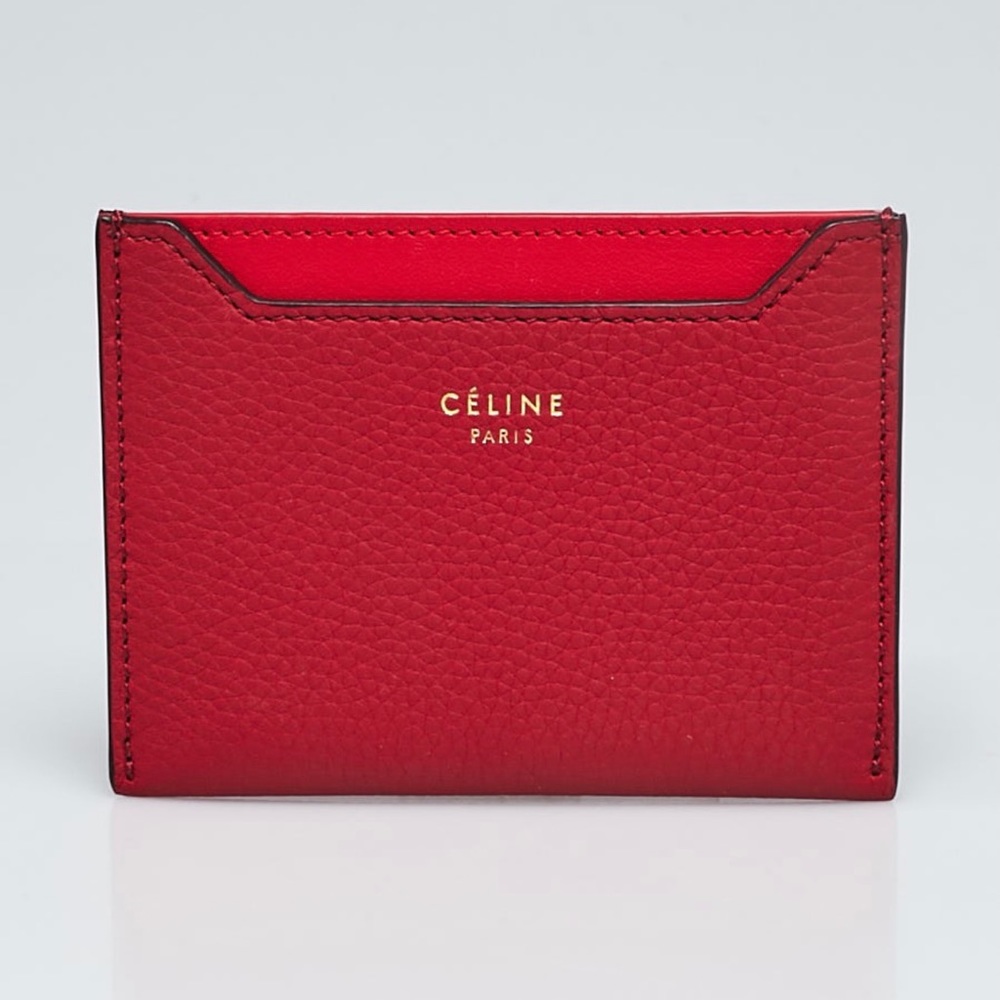 Celine Red Leather Card Holder